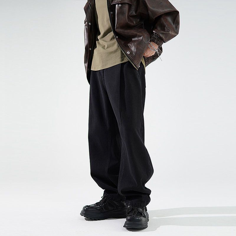 Men's Retro Washed Distressed Harem Jeans American High Street Style Loose Casual Pants Simple Basic Versatile_mkmklike.com