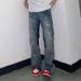 Men's Clothing High Street European And American English Embroidery Ripped Retro Jeans Trousers Men's Knife Cut Pants_mkmklike.com