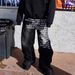 Men's Clothing Y2k Retro Hip Hop Street Washed Letter Print Jeans_mkmklike.com