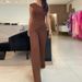 Women's solid color oblique collar striped elastic slim fit knitted sweater and pants suit for women_mkmklike.com
