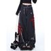Rock-punk Ripped Straight Wide-leg Jeans For Women, New Spring Style, High-waisted, Loose, Embroidered, With A Draping_mkmklike.com