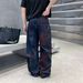 Men's Clothing Style High Street Loose Straight Leg Jeans Color Blocked Faux Ripped Mid Waist Cotton Long Skinny Pants_mkmklike.com
