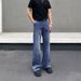 Vintage Washed Denim Jeans For Men – Distressed Paint Splatter Retro Straight Leg Pants (Blue, S-3XL, Relaxed Fit)_mkmklike.com