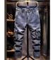 Men's Clothing Personalized Jeans Streetwear Distressed Denim Pants - Summer Vintage Wash, Multi-Pocket Cargo Style, Hip-Hop Inspired For Men (S-3XL)_mkmklike.com
