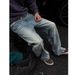 Men's Loose Fit Straight Leg Jeans Retro Washed Embossed Whiskered Distressed Casual Wide Leg Trousers_mkmklike.com