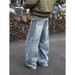Unisex Vintage Washed Wide-Leg Jeans With Whisker Distressing – Retro High-Waisted Denim Pants For Casual & Commute Wear_mkmklike.com