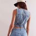 K Women's Short Denim Top, Women's Waist Cinched, Sexy Deep V-neck Vest, Outerwear Vest_mkmklike.com