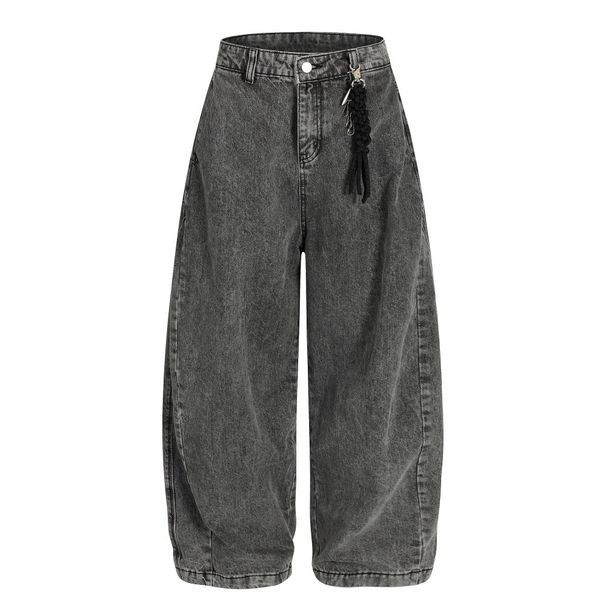 Post-apocalyptic Style Heavy-duty Washed Vintage Denim Wide-leg Men's Design Sense Niche Silhouette Loose Scimitar Pants_mkmklike.com