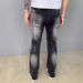 Men's Clothing Spring New Arrival High-End Trendy Black And Gray Gradient Splatter Paint Niche Jeans For Men Slim Fit Straight Leg Versatile Denim_mkmklike.com