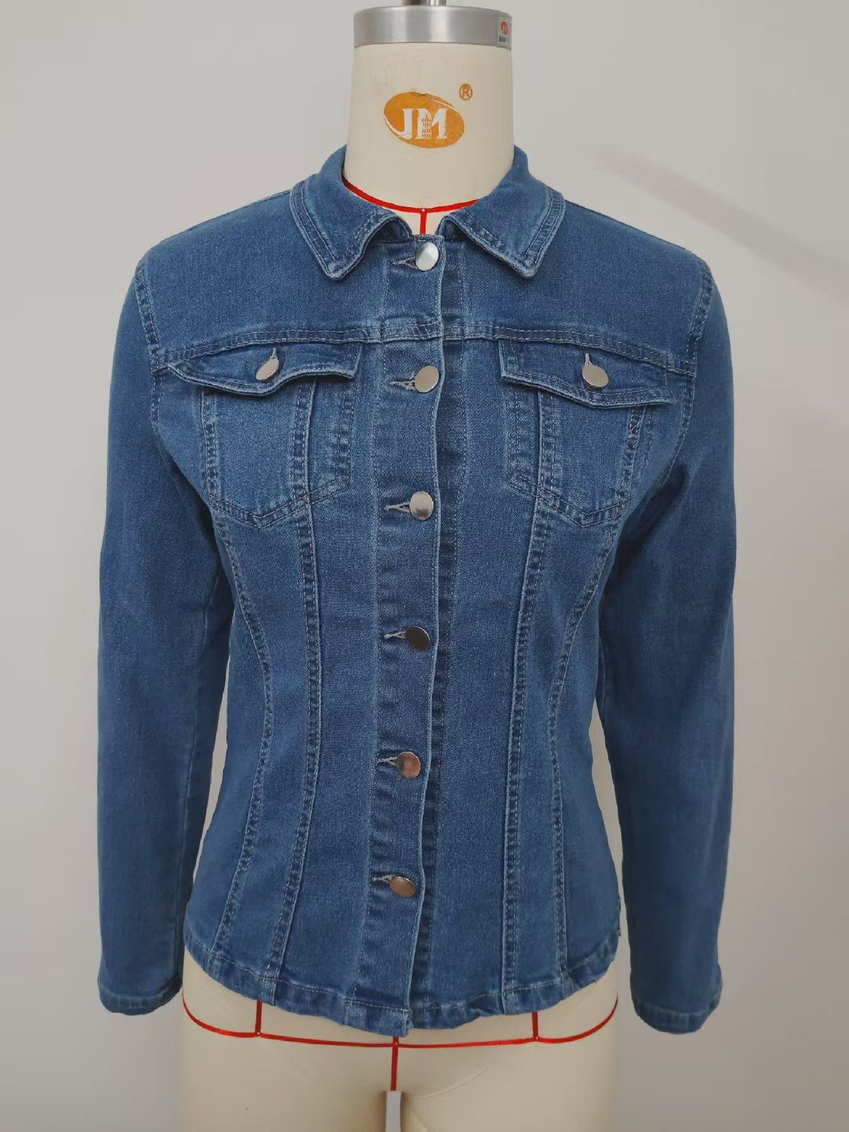 K Women's New Denim Stretch Top Long Sleeve Coat;_mkmklike.com