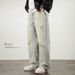Men's Distressed Straight Leg Jeans - Loose Fit Oversized Denim Pants With Vintage Washed Effect, Comfortable & Stylish For Casual Wear_mkmklike.com