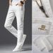 Men's Clothing Men's White Jeans, Elastic Small Straight Leg, Handsome High Waist Youth Long Pants, Versatile Classic Boy Korean Style_mkmklike.com