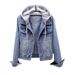 Korean Style Slim Fit Short Denim Jacket Women's Long Sleeve Hooded Coat Spring Autumn New Arrival Student Top Fashionable Casual_mkmklike.com