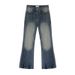 Vintage Washed Men's Flared Jeans - Retro Wide Leg Bootcut Denim Pants With Distressed Detailing For Casual Streetwear_mkmklike.com