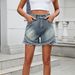 Women's Clothing Summer New Washed Casual Denim Rivet Raw Edge Shorts_mkmklike.com