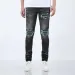 designer Slim Fit Mens Jeans Elastic Fabric Long Skinny Button Fiy Hole Pattern Ripped Embroidery Us Size 28-40 B1_mkmklike.com