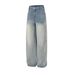 Men's Style Washed Embroidered Whiskered Jeans New Style Dancing Striped Patchwork Wide Leg Straight Trousers_mkmklike.com