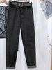 K Cowboy Straight Leg Pants For Women, New Style, Slim, High Waisted, Loose Nine Inch Haren Carrot Pants. No Belt Or Other Accessories_mkmklike.com