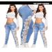 Russia Hot-Selling New European And American Sexy Lace Hollow-Out Denim Jeans For Women_mkmklike.com