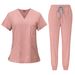 Women's beauty salon work clothes operating room scrub suit hand washing clothes short-sleeved doctor elastic scrub suit_mkmklike.com