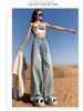Light Blue Wide-leg Jeans For Women, Spring/autumn 2024, New Early Spring Design, High-waisted, Slimming, Narrow_mkmklike.com