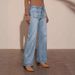 High Waist Straight Leg Jeans For Women - Vintage Washed Denim Pants (Dark Blue/Light Blue/Black)_mkmklike.com