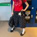 Retro Polka Dot Print Cropped Jeans Loose Straight Leg Versatile Wide Leg Shorts for Men And Women New Summer Style_mkmklike.com