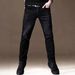Men's Stretch Skinny Jeans Multi Layered Design Slim Fit Black Trousers Suitable For All Seasons_mkmklike.com