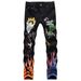 Trendy High Stretch Slim Fit 3D Printed Black And White Skull Graffiti Street Style Men's Jeans_mkmklike.com