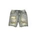 KANYE High Street Washed Distressed Denim Shorts Loose Casual Wide Leg Cotton Midweight Black Blue FOG Splatter Paint_mkmklike.com