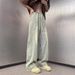 American Retro Rough-edged Jeans Men's Spring And Autumn Vibe High Street Loose Straight Wash Old Drawstring Wide-leg Trousers_mkmklike.com
