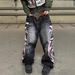 Women’s Clothing Retro Large Size Washed Blade Print Jeans Women's Street Loose Slim Wide Leg Trousers Trendy Brand_mkmklike.com