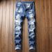 Men's Slim Fit Ripped Jeans Distressed Denim Pants with Stretch for Casual Streetwear Style_mkmklike.com