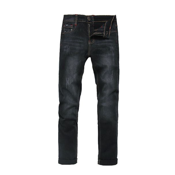 Jeans Men's Straight Slim-fit Large Size Mid-waist Men's Jeans Elastic Simple Business Trousers Men's_mkmklike.com