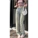 Light Color Narrow Wide Leg Jeans For Women Petite Summer New High Waist Loose 2026 Straight Floor-Length Pants Autumn_mkmklike.com