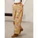 Women's High-Waisted Wide Leg Jeans Retro Rose Print Loose Fitting Casual Trousers Rolled up Cross Border Bestseller_mkmklike.com
