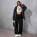 Slimming Black Washed Straight Leg Jeans Wide Leg Pants for Women European American Style Loose Fitting Height Enhancing_mkmklike.com
