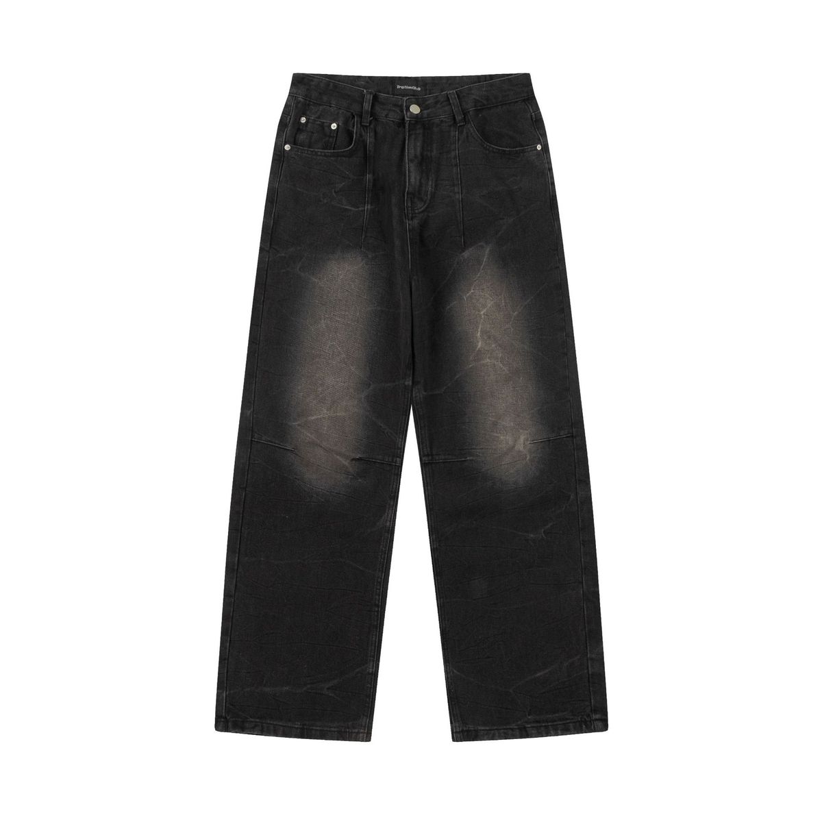 Men's Clothing Retro Washed Distressed Jeans Wide Leg Straight Fashion Brand Black Loose White Trousers_mkmklike.com