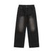 Men's Clothing Retro Washed Distressed Jeans Wide Leg Straight Fashion Brand Black Loose White Trousers_mkmklike.com