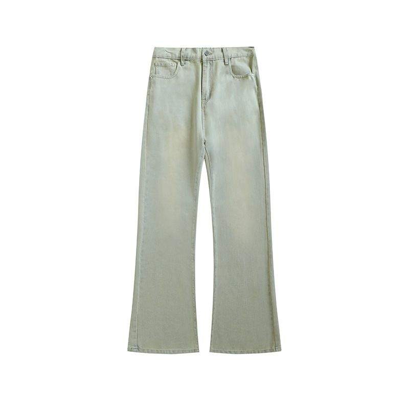 Men's Fleece Lined Flared Jeans - Retro High Waist Washed Denim Pants For Autumn & Winter, Comfortable & Stylish_mkmklike.com