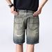 Vintage Distressed Denim Shorts For Men - Washed Blue Patchwork Casual Mid-Length Summer Shorts With Ripped Details_mkmklike.com