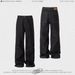 Men's Clothing Retro Design Black Wide Leg Jeans Street Loose Straight Pants Couple Trendy Men_mkmklike.com