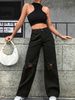 Women's Clothing Fashion Ripped High Waist Wide Leg Pants Casual Denim Trousers Trendy_mkmklike.com