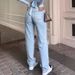 Women's Clothing High Waist Comfortable Loose Wide Leg Jeans Women's Slim Hole Casual Trousers_mkmklike.com