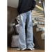 Light Blue American Retro Straight Leg Jeans Men's Clean Fit Slightly Flared Pants Spring Style Cool Sophisticated_mkmklike.com