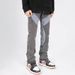 Vintage Washed Distressed Jeans For Men – High-Street Style, Patchwork & Relaxed Straight Fit (S-XXXL, Charcoal Grey)_mkmklike.com