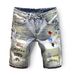 Men's Clothing Summer New Men's Denim Shorts Trendy Casual Straight Elastic Print Shorts Trendy Brand Jeans_mkmklike.com