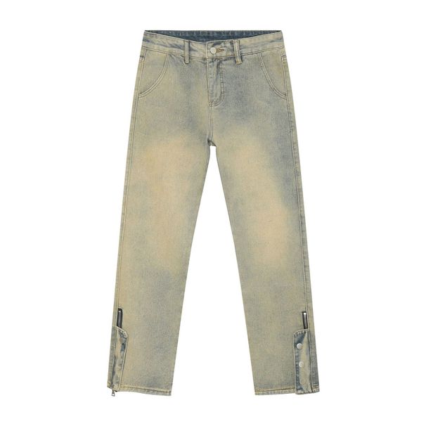 EF JEANS | 2023 New Product, American Yellow Mud Side Zipper Split Design Straight Jeans For Men And Women_mkmklike.com