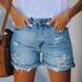 K Streetwear Trendsetter Distressed Straight-leg Pants Women's Denim Shorts_mkmklike.com