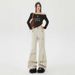Autumn And Winter American-style Design Multi-pocket Flared Straight High-waisted Women's Jeans, Floor-length Cargo_mkmklike.com